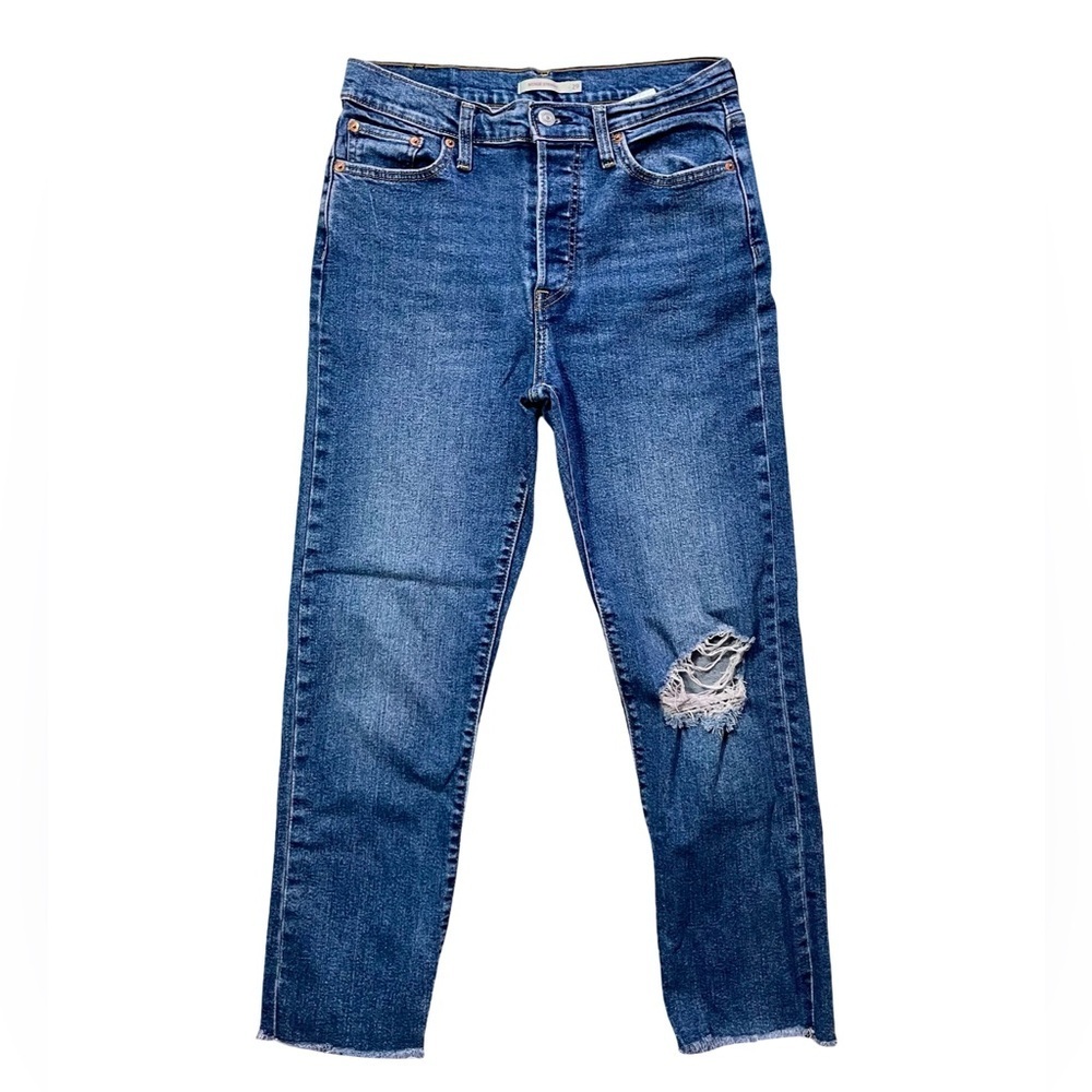 Levi’s Wedgie Straight Button Fly Distressed Jeans